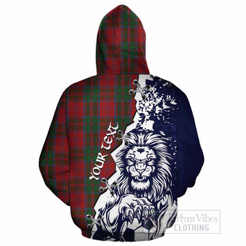 Drummond Tartan Scottish Cotton Hoodie Angry Lion With Soccer Ball Style