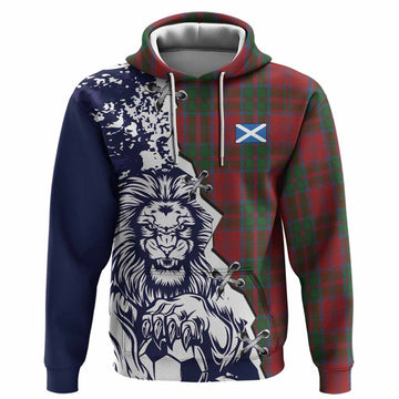 Drummond Tartan Scottish Hoodie Angry Lion With Soccer Ball Style