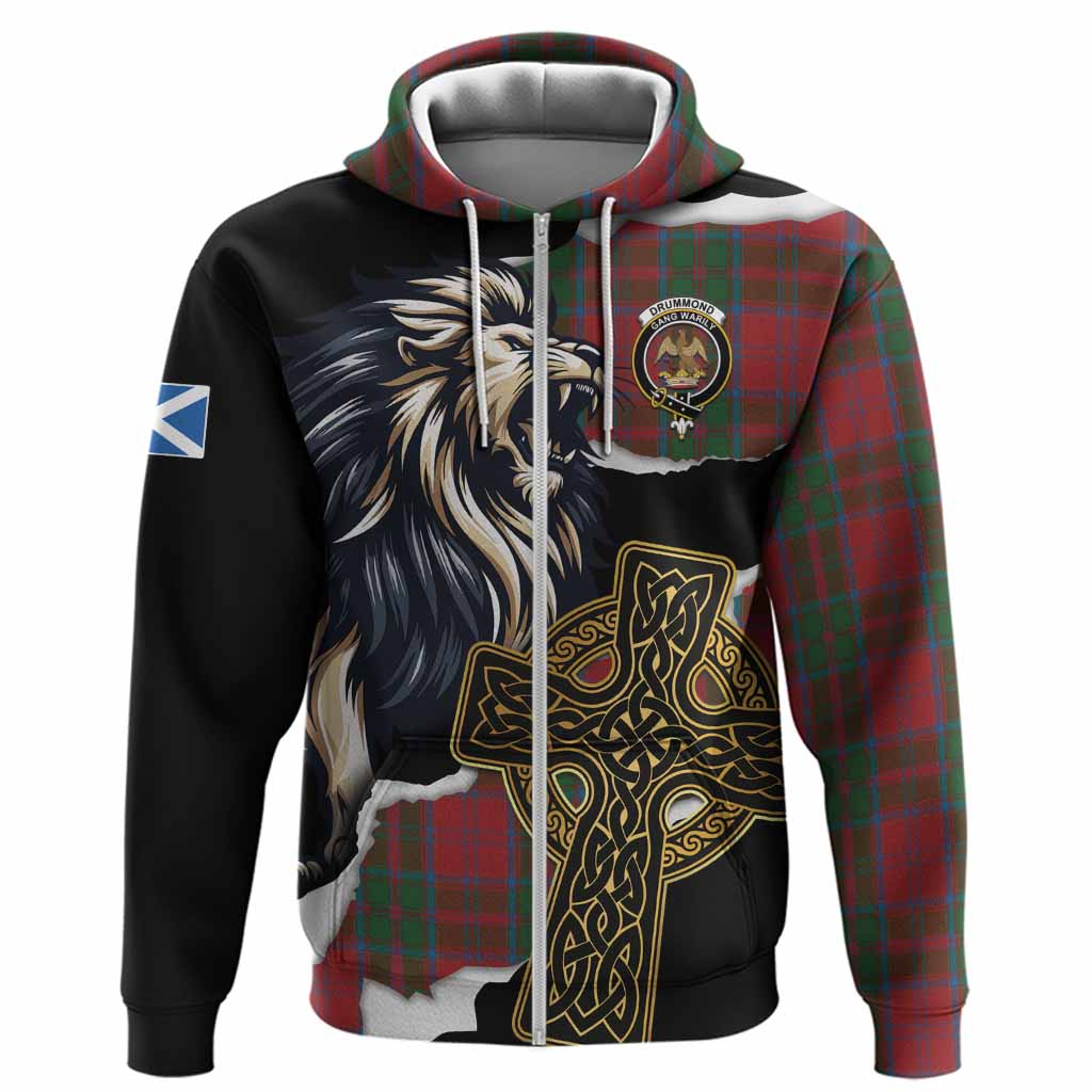 Drummond Tartan Scottish Hoodie Lion Celtic Heritage