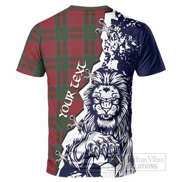 Drummond Tartan Scottish T-Shirt Angry Lion With Soccer Ball Style