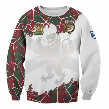 Drummond Tartan Sweatshirt with Family Crest and Lion Rampant Grunge Style