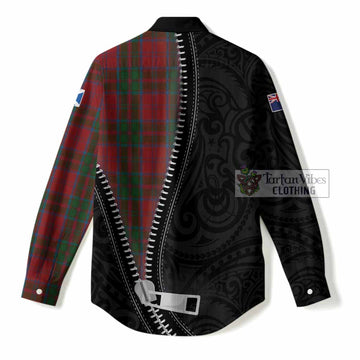 Drummond Tartan Women Casual Shirt New Zealand Pattern Unique Zipper Stylized