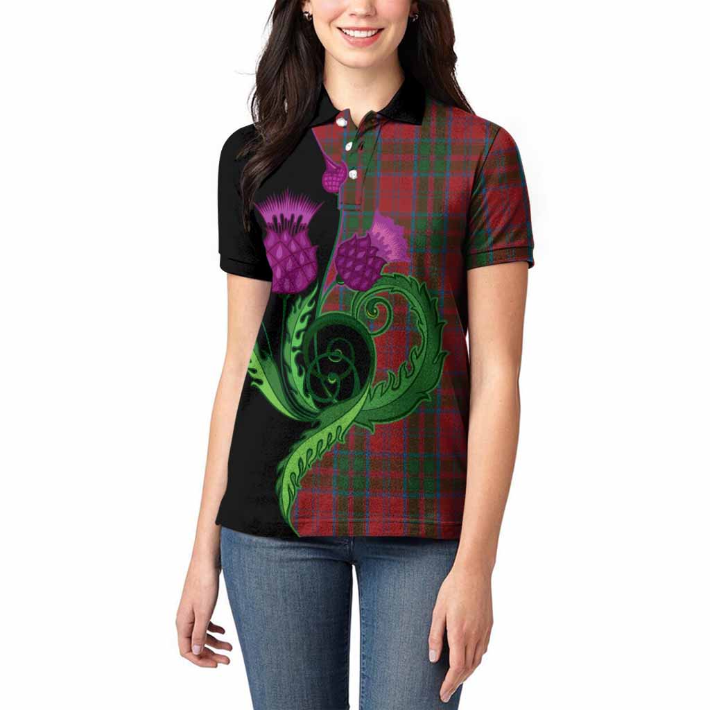 Drummond Tartan Women Polo Shirt Traditional Scottish Thistle