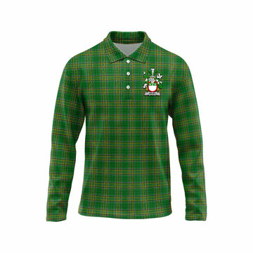 Drury Irish Clan Tartan Long Sleeve Polo Shirt with Coat of Arms Unisex - Tartan Vibes Clothing