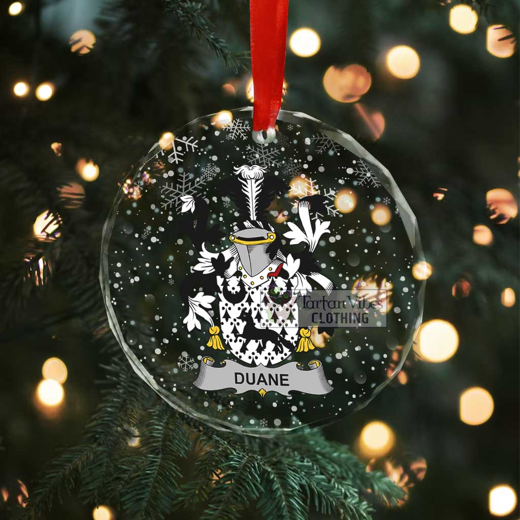 Duane Irish Clan Christmas Glass Ornament with Coat of Arms - 2D-tartanvibesclothing