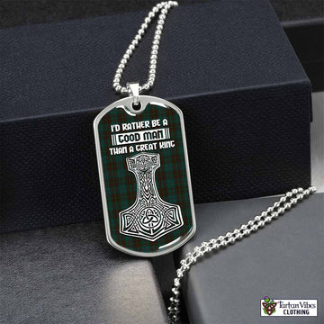 Tartan Vibes Clothing Dublin County Ireland Tartan Dog Tag Necklace Viking Mjolnir Style