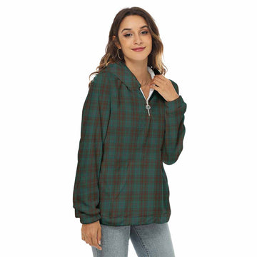 Tartan Vibes Clothing Dublin County Ireland Tartan Women's Borg  Half Zip Fleece Hoodie