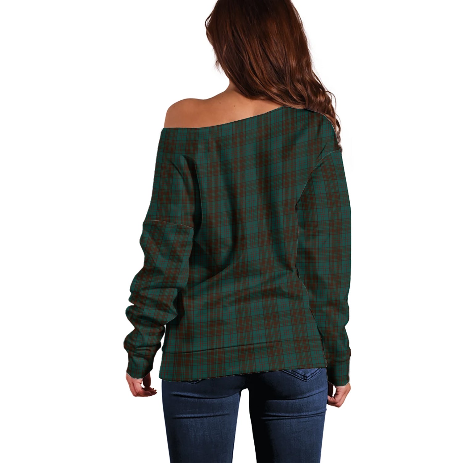 Dublin County Ireland Tartan Off Shoulder Women Sweater - Tartanvibesclothing