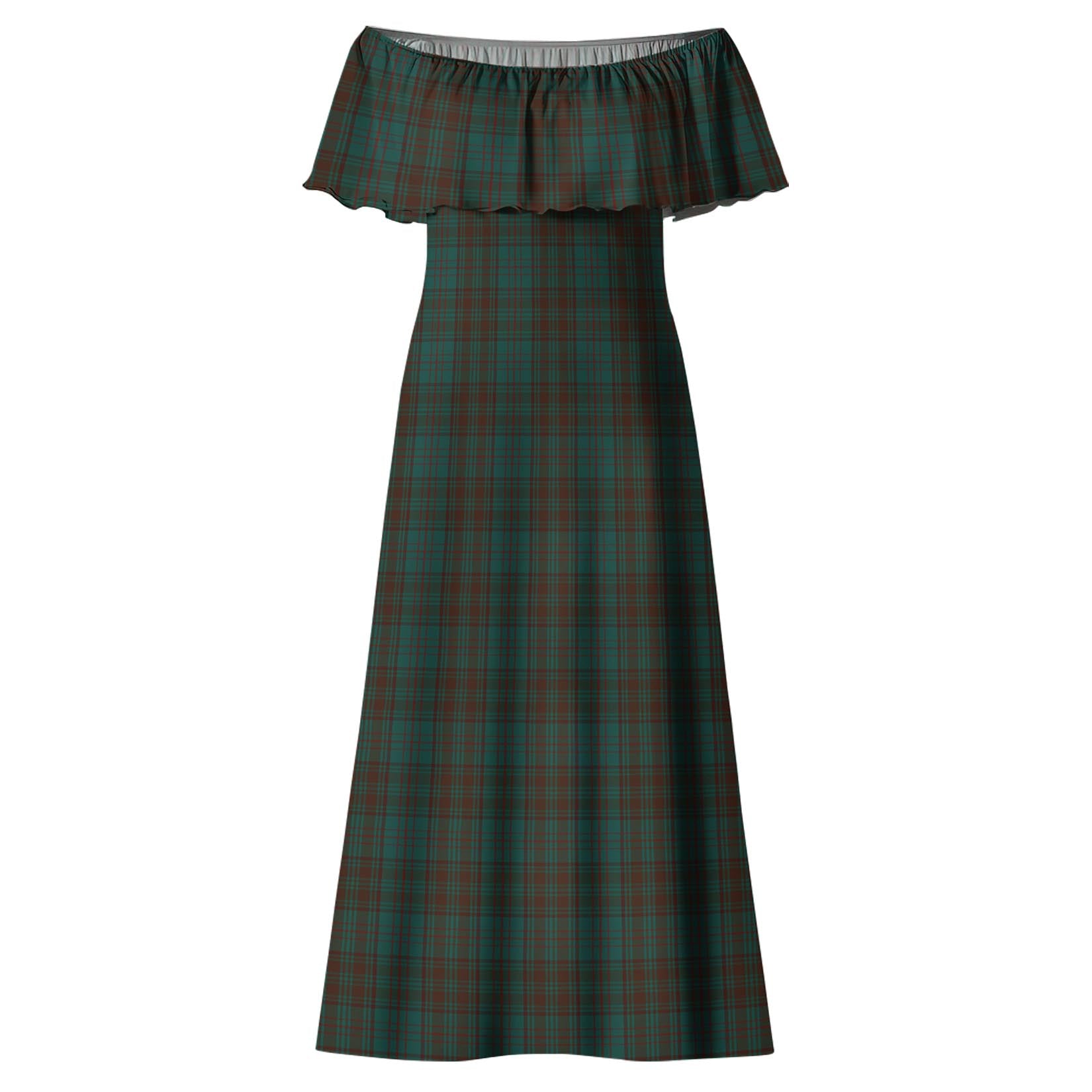 Dublin County Ireland Tartan Off Shoulder Long Dress - Tartanvibesclothing