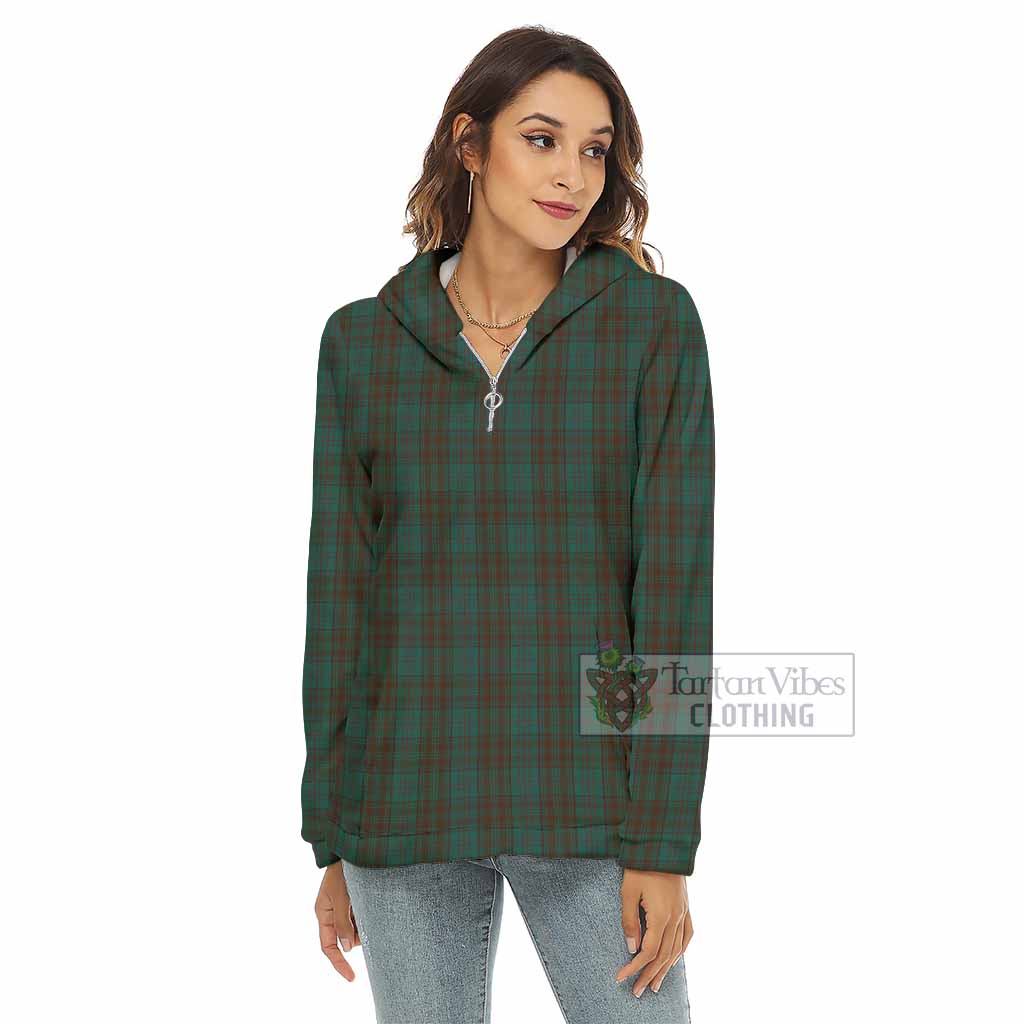 Tartan Vibes Clothing Dublin County Ireland Tartan Women's Borg  Half Zip Fleece Hoodie