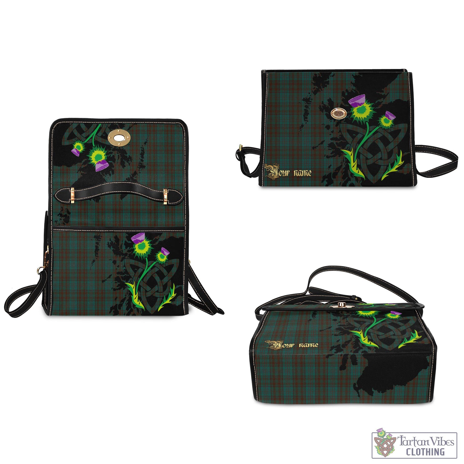 Tartan Vibes Clothing Dublin County Ireland Tartan Waterproof Canvas Bag with Scotland Map and Thistle Celtic Accents