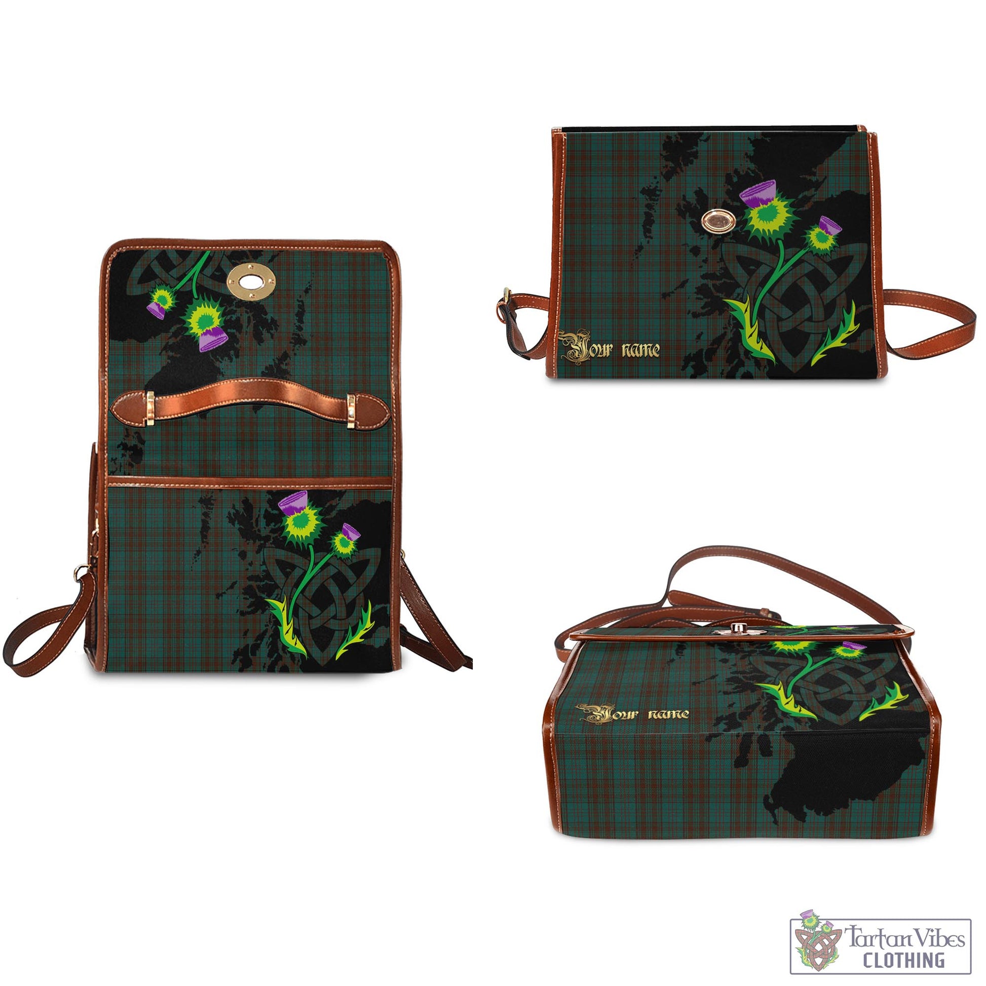 Tartan Vibes Clothing Dublin County Ireland Tartan Waterproof Canvas Bag with Scotland Map and Thistle Celtic Accents