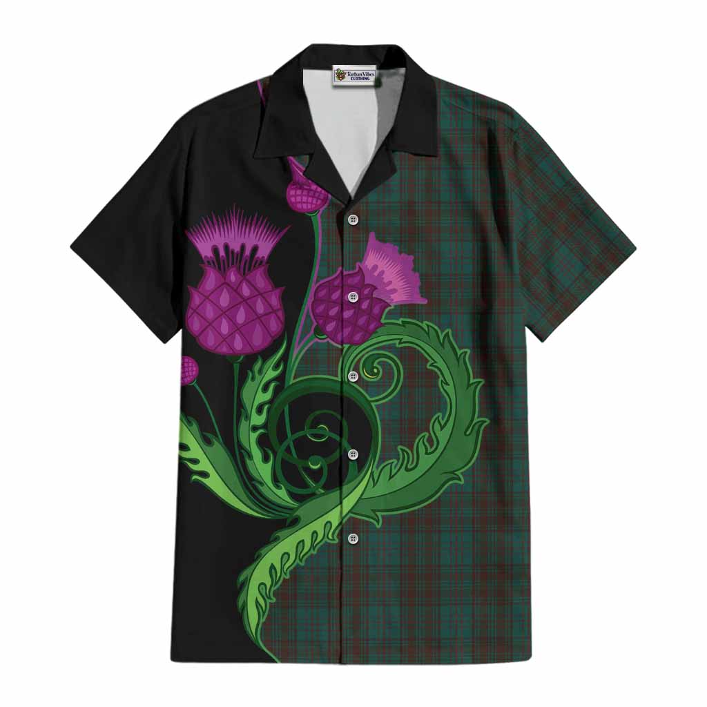 Dublin County Ireland Tartan Cotton Hawaiian Shirt Traditional Scottish Thistle