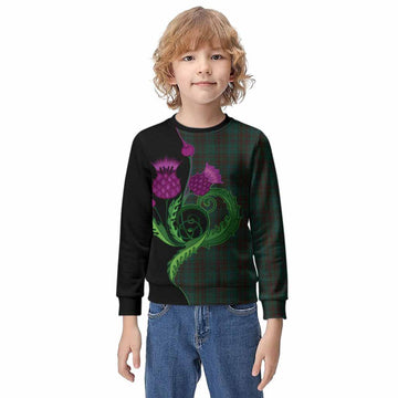 Dublin County Ireland Tartan Kid Knitted Sweatshirt Traditional Scottish Thistle