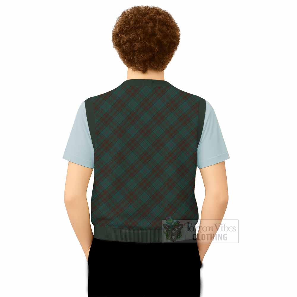 Dublin County Ireland Tartan  Knitted V-Neck Vest Cross Style
