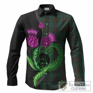 Dublin County Ireland Tartan Long Sleeve Button Shirts Traditional Scottish Thistle