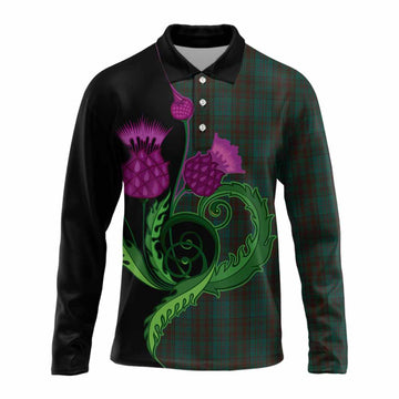 Dublin County Ireland Tartan Long Sleeve Polo Shirt Traditional Scottish Thistle