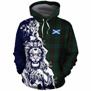 Dublin County Ireland Tartan Scottish Cotton Hoodie Angry Lion With Soccer Ball Style