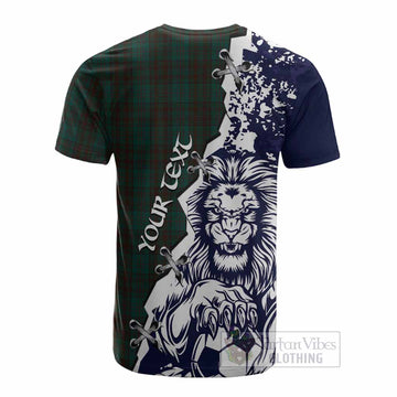Dublin County Ireland Tartan Scottish Cotton T-shirt Angry Lion With Soccer Ball Style