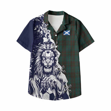 Dublin County Ireland Tartan Scottish Kid Hawaiian Shirt Angry Lion With Soccer Ball Style