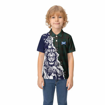 Dublin County Ireland Tartan Scottish Kid Polo Shirt Angry Lion With Soccer Ball Style
