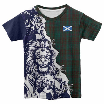 Dublin County Ireland Tartan Scottish Kid T-shirt Angry Lion With Soccer Ball Style