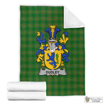 Tartan Vibes Clothing Dudley Irish Clan Tartan Blanket with Coat of Arms
