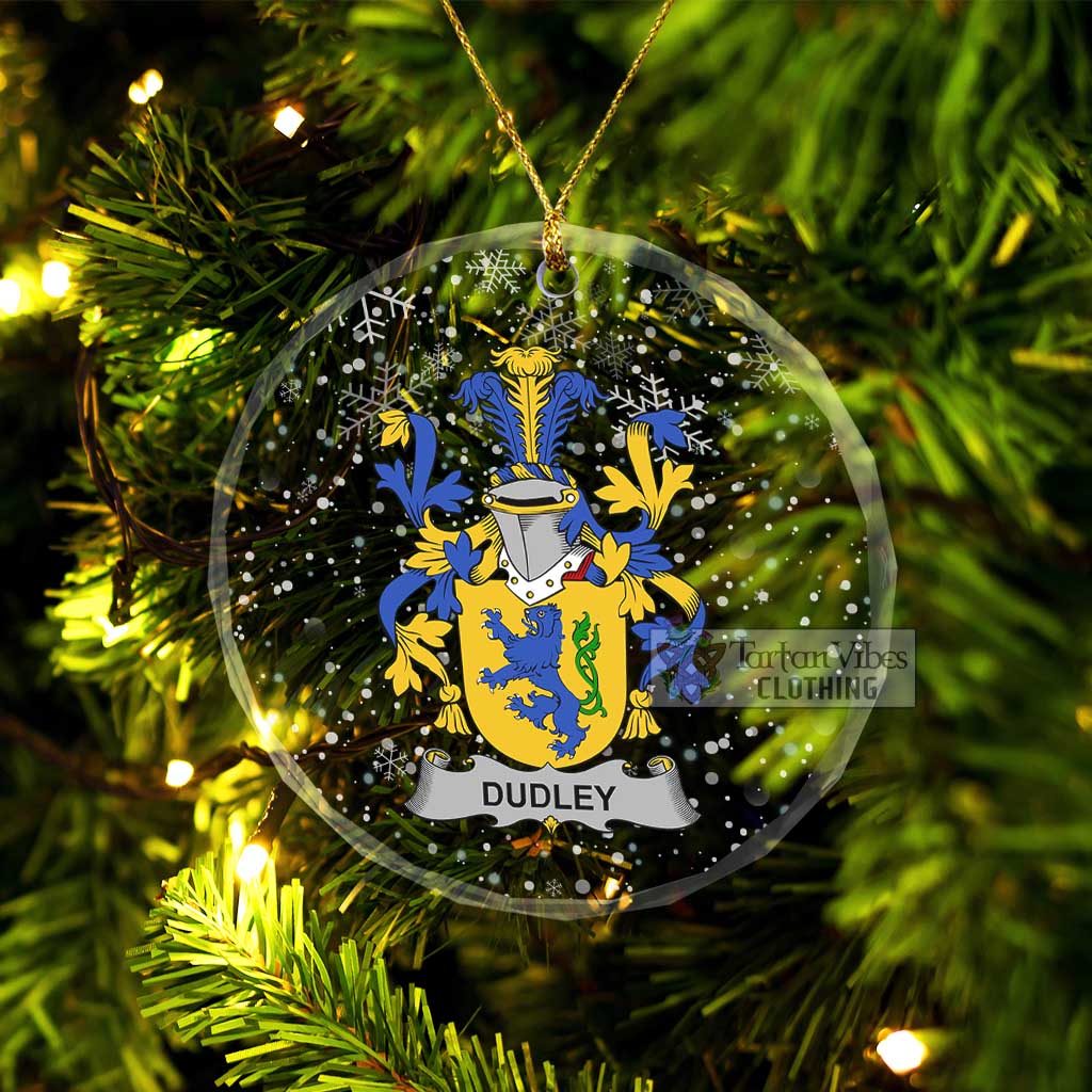 Dudley Irish Clan Christmas Glass Ornament with Coat of Arms Transparent Glass Circle - 2D-tartanvibesclothing