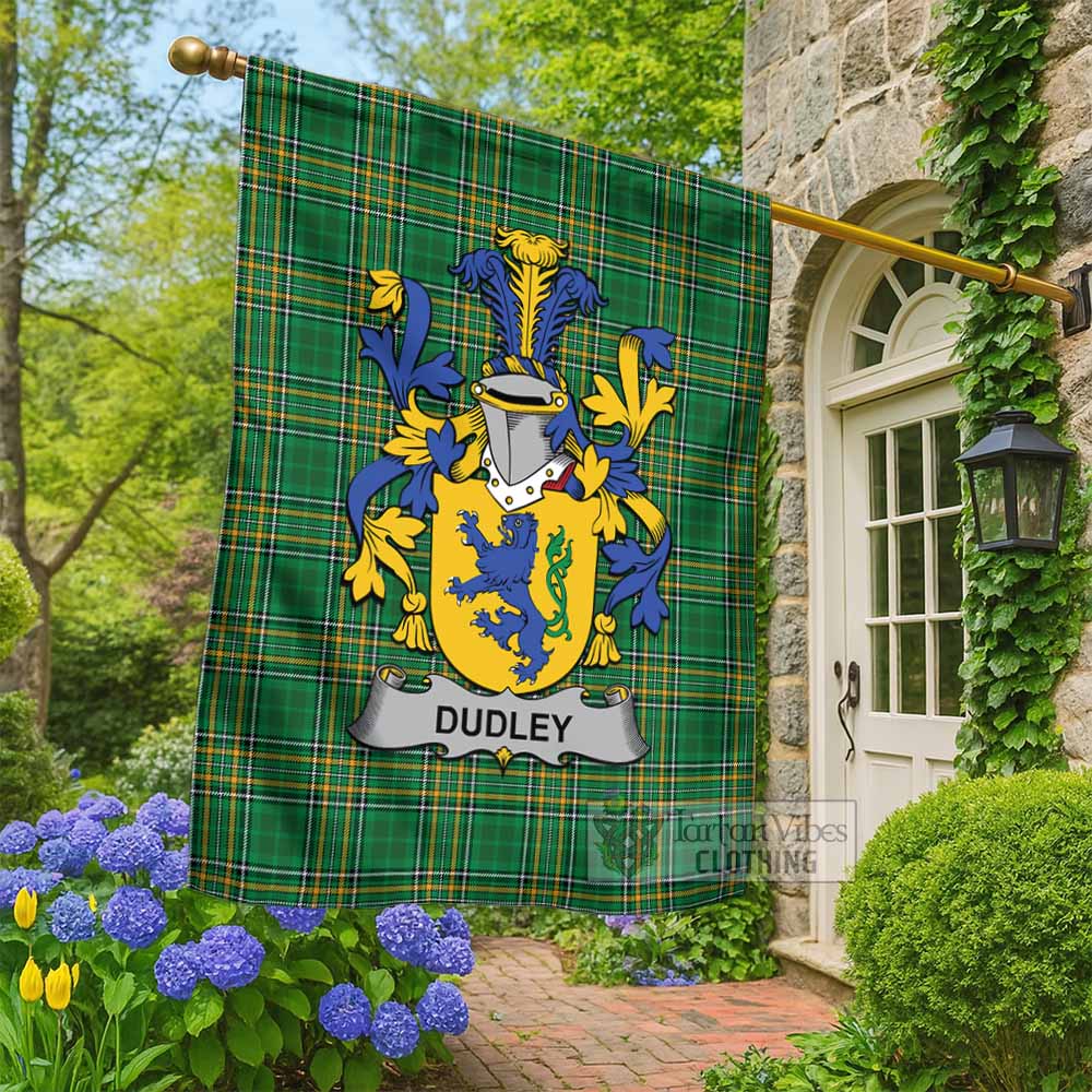 Dudley Irish Clan Tartan Flag with Coat of Arms