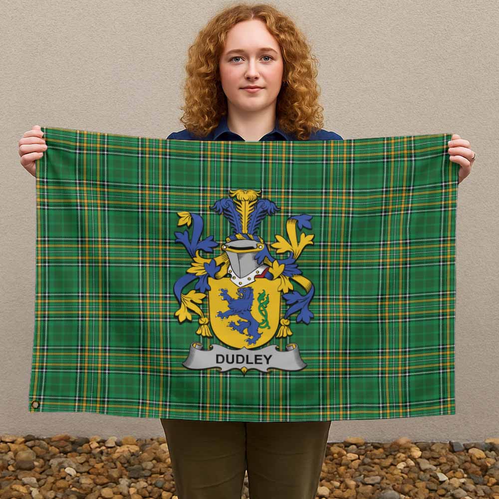 Tartan Vibes Clothing Dudley Irish Clan Tartan House Flag with Coat of Arms