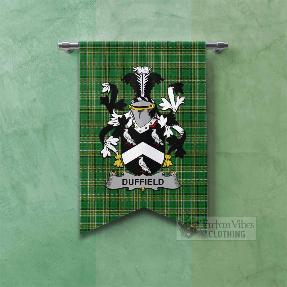 Tartan Vibes Clothing Duffield Irish Clan Tartan Gonfalon, Tartan Banner with Coat of Arms