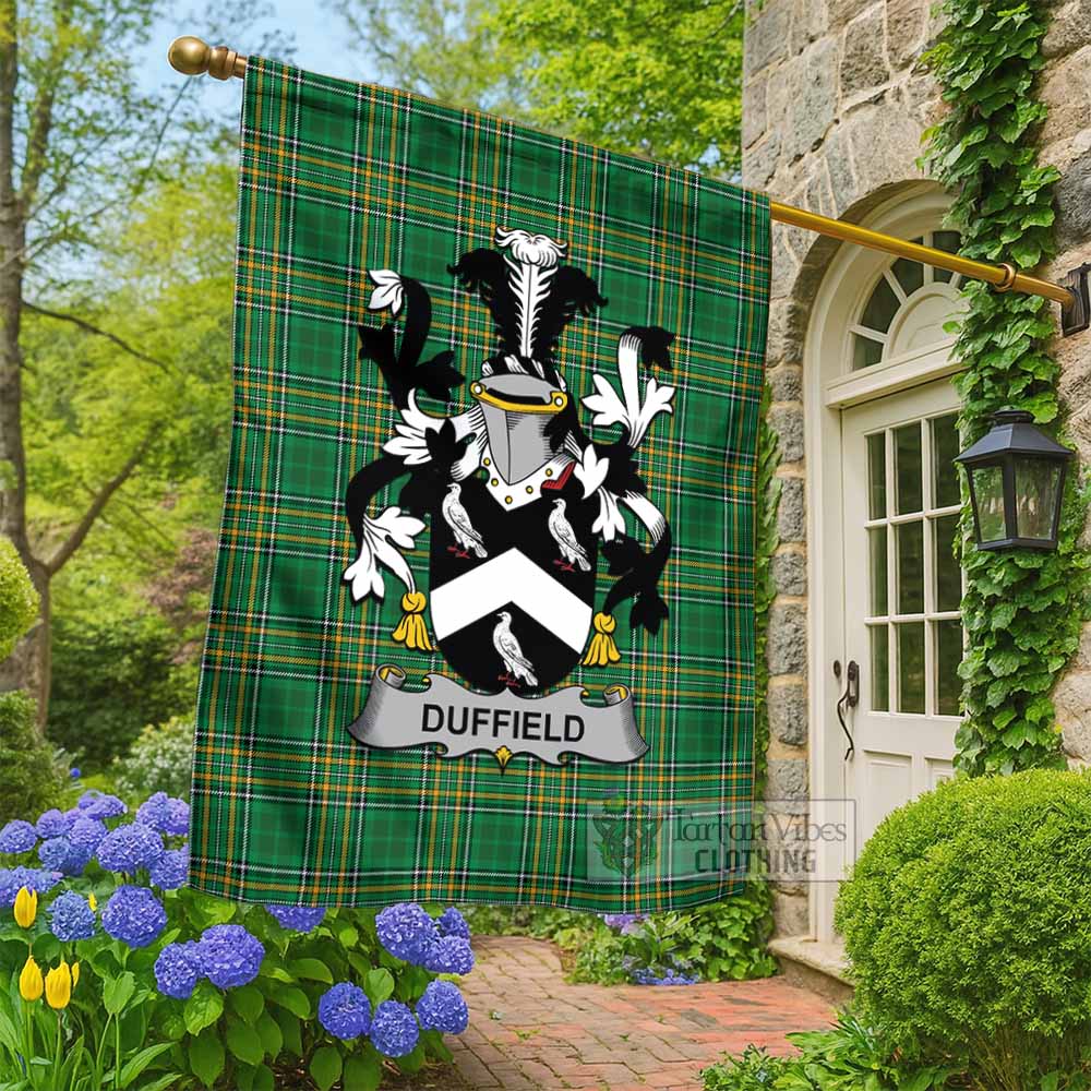 Duffield Irish Clan Tartan Flag with Coat of Arms