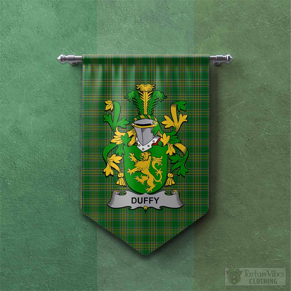 Tartan Vibes Clothing Duffy Irish Clan Tartan Gonfalon, Tartan Banner with Coat of Arms