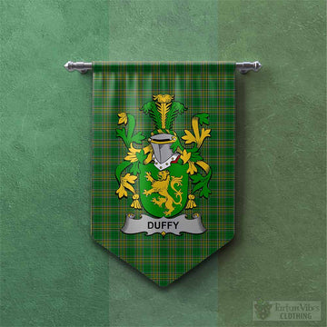 Duffy Irish Clan Tartan Gonfalon, Tartan Banner with Coat of Arms