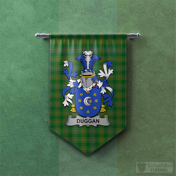 Tartan Vibes Clothing Duggan Irish Clan Tartan Gonfalon, Tartan Banner with Coat of Arms