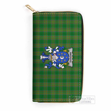 Tartan Vibes Clothing Duggan Irish Clan Tartan Women's Leather Wallet with Coat of Arms