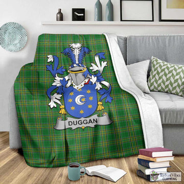 Tartan Vibes Clothing Duggan Irish Clan Tartan Blanket with Coat of Arms