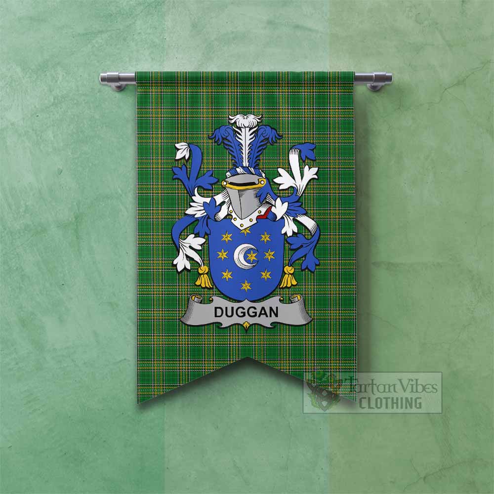 Tartan Vibes Clothing Duggan Irish Clan Tartan Gonfalon, Tartan Banner with Coat of Arms