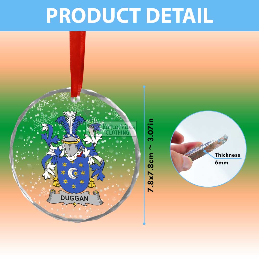 Tartan Vibes Clothing Duggan Irish Clan Christmas Glass Ornament with Coat of Arms