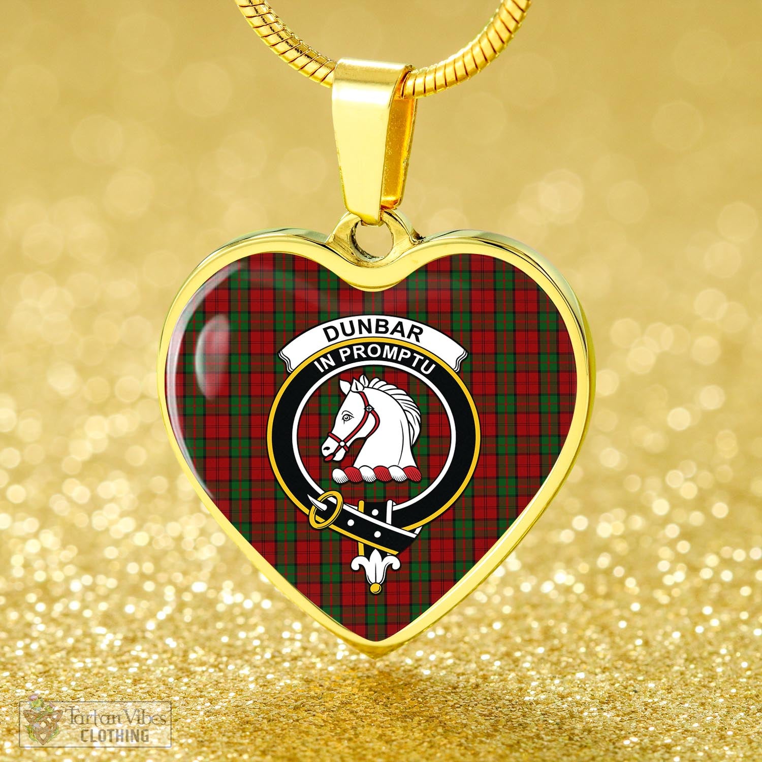 Tartan Vibes Clothing Dunbar Tartan Heart Necklace with Family Crest