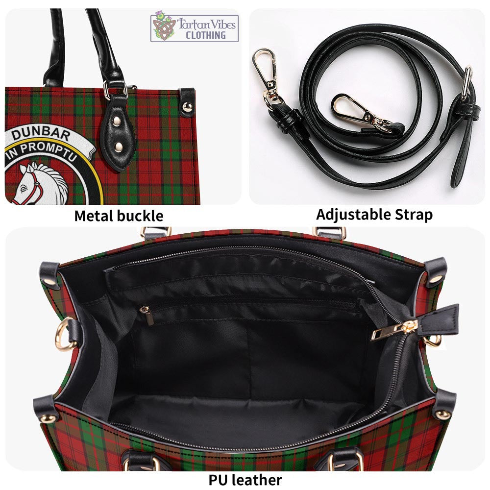 Tartan Vibes Clothing Dunbar Tartan Luxury Leather Handbags with Family Crest