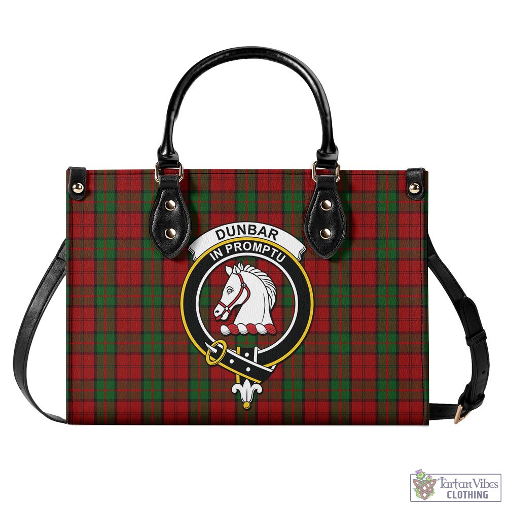 Tartan Vibes Clothing Dunbar Tartan Luxury Leather Handbags with Family Crest