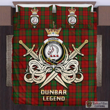 Dunbar Tartan Bedding Set with Clan Crest and the Golden Sword of Courageous Legacy