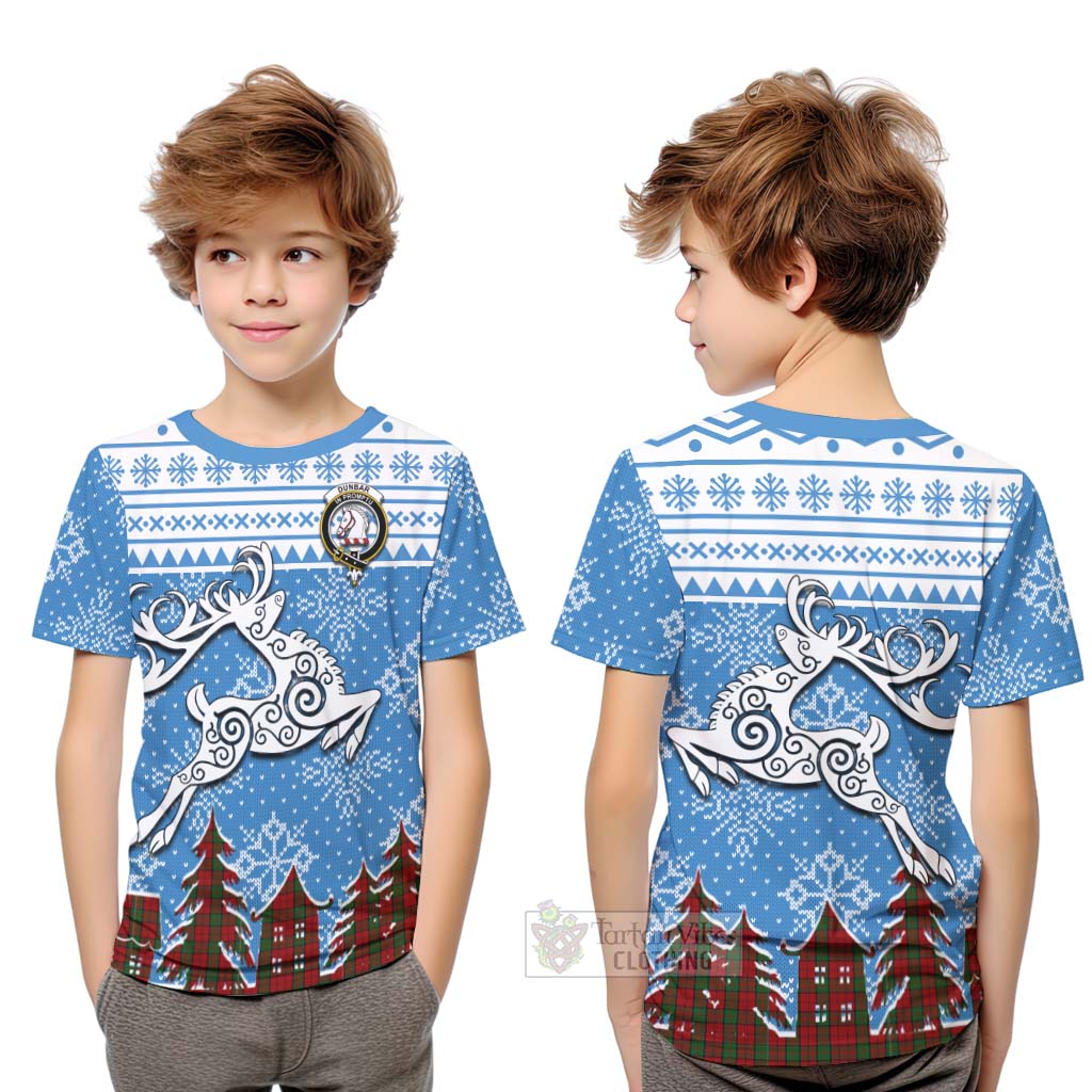 Dunbar Clan Christmas Kid T-Shirt Celtic Reindeer Style Youth XL Size14 - Tartan Vibes Clothing