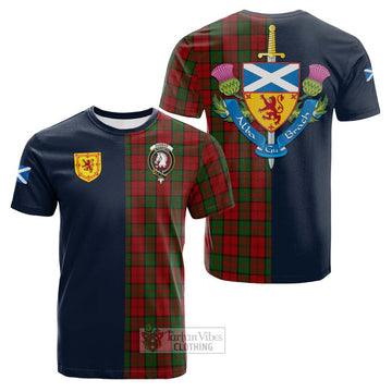 Tartan Vibes Clothing Dunbar Tartan Cotton T-shirt with Scottish Lion Royal Arm Half Style