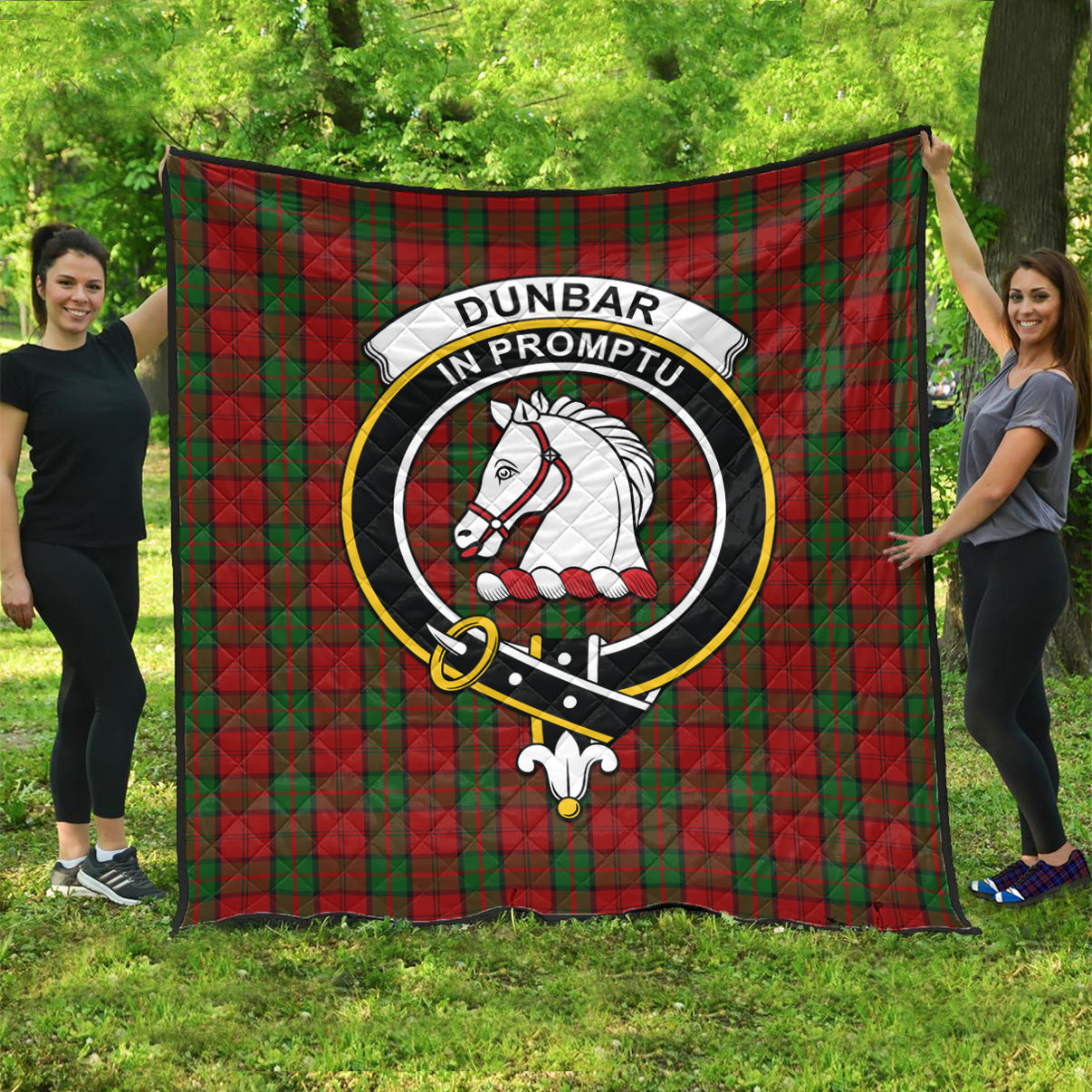 Dunbar Tartan Quilt with Family Crest