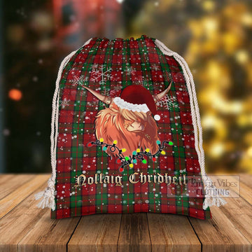Dunbar Tartan Christmas Santa's Bag with Twinkle Highland Cattle