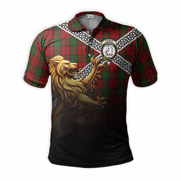 Dunbar Crest Tartan Polo Shirt with Golden Lion Emblem Celtic Style