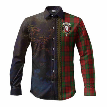 Dunbar Tartan Family Crest Long Sleeve Button Shirt Alba Gu Brath Be Brave Lion Ancient Style