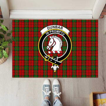 Dunbar Tartan Rubber Doormat with Family Crest